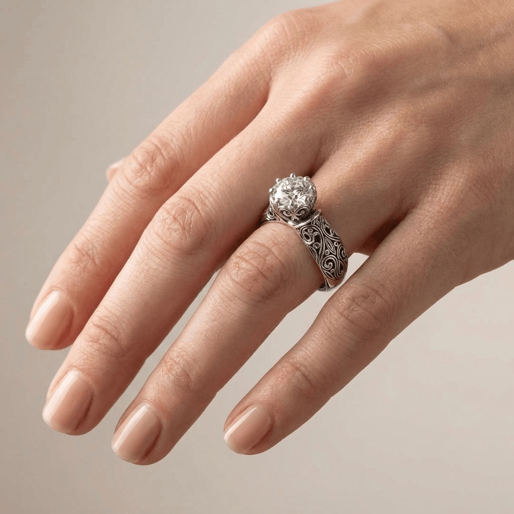 Silver Zirconia Heirloom Ring