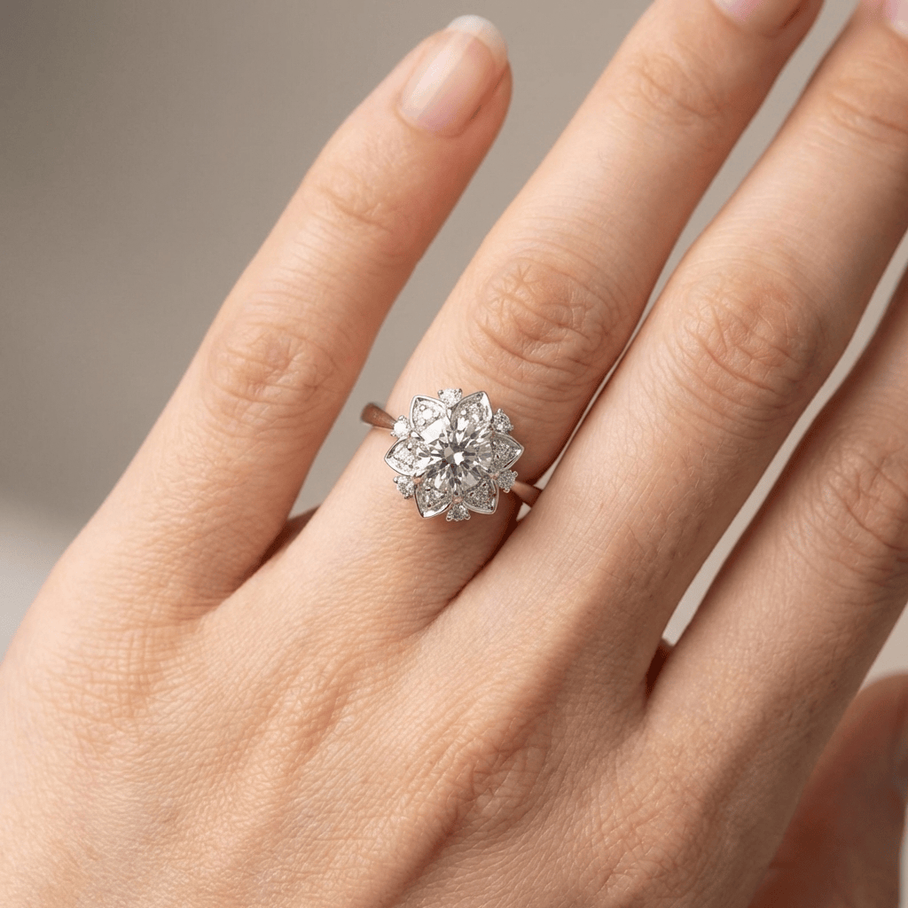 Silver Zirconia Lotus Light Ring