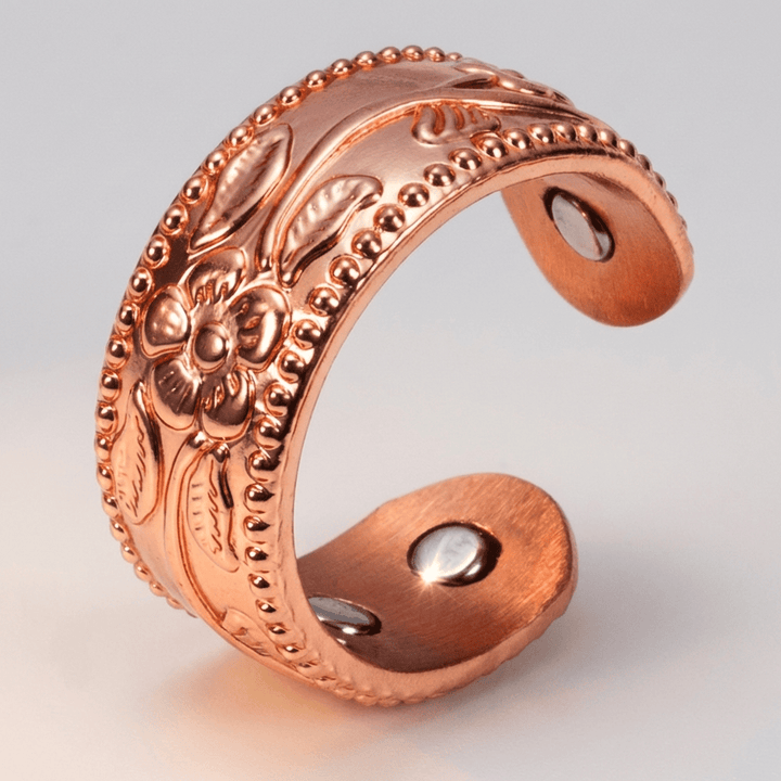 Rose Gold Ornate Carved Cuff Ring - (Adjustable)