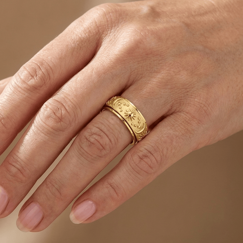 Gold Rotatable Celestial Band Ring