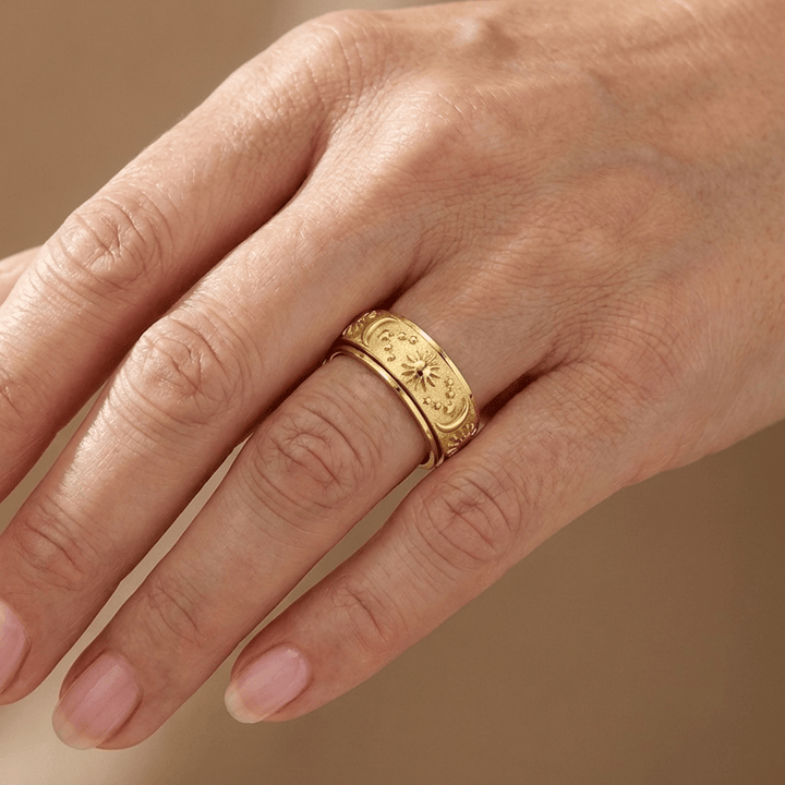 Gold Rotatable Celestial Band Ring