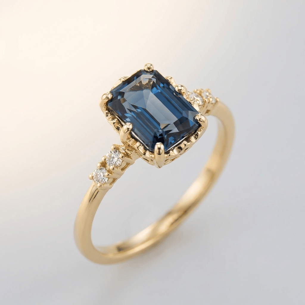 Gold Sapphire &amp; Diamond Ring