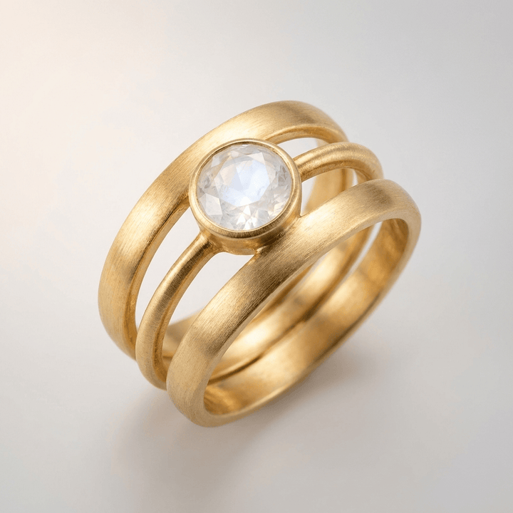 Gold Moonstone Band Ring