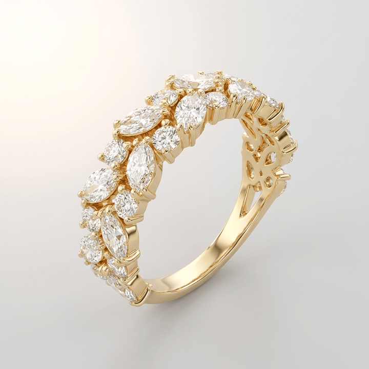 Gold Marquise Zirconia Cascade Ring