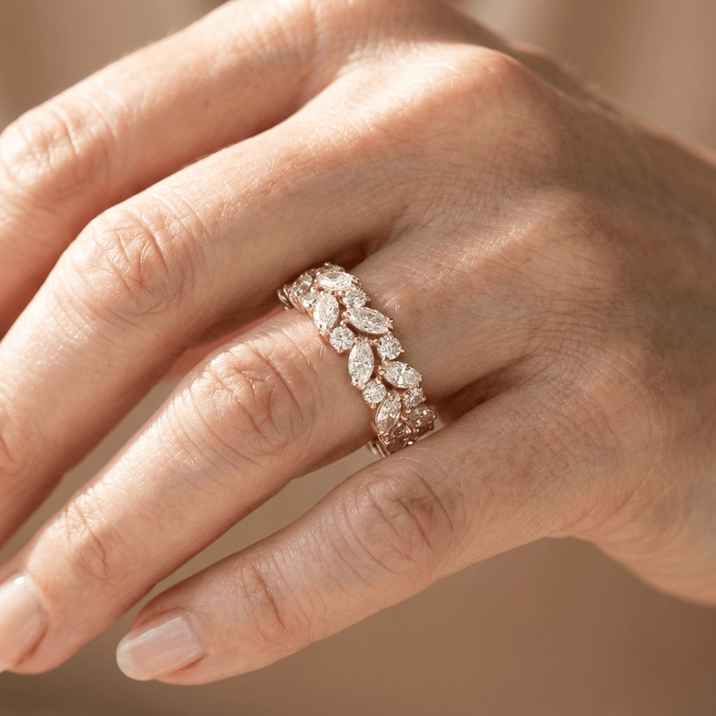 Gold Marquise Zirconia Cascade Ring