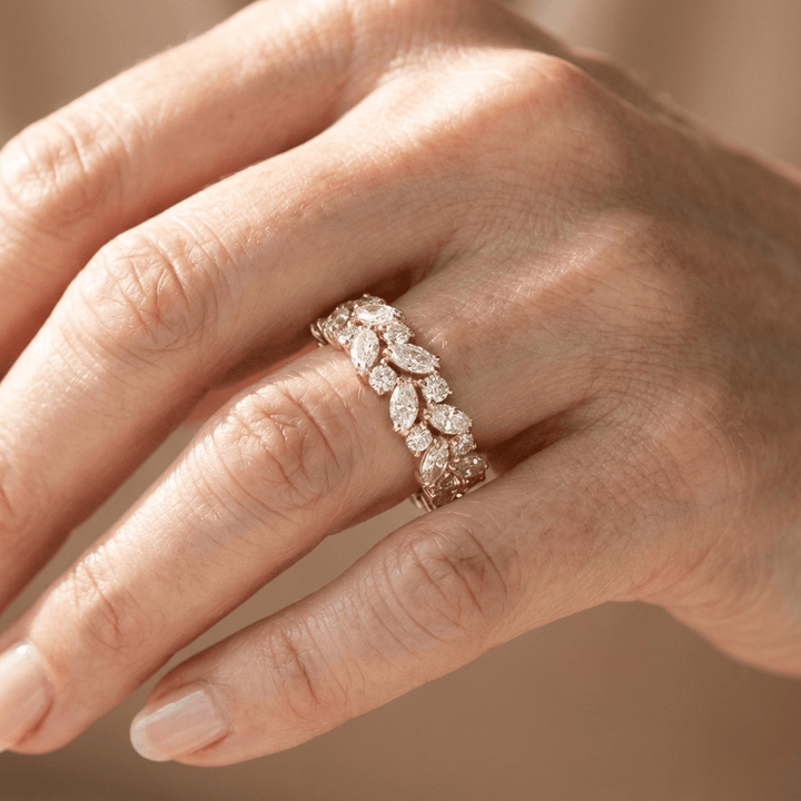 Gold Marquise Zirconia Cascade Ring