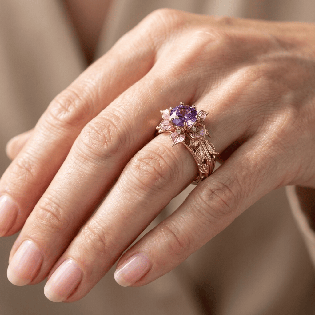 Gold Purple Flora Ring