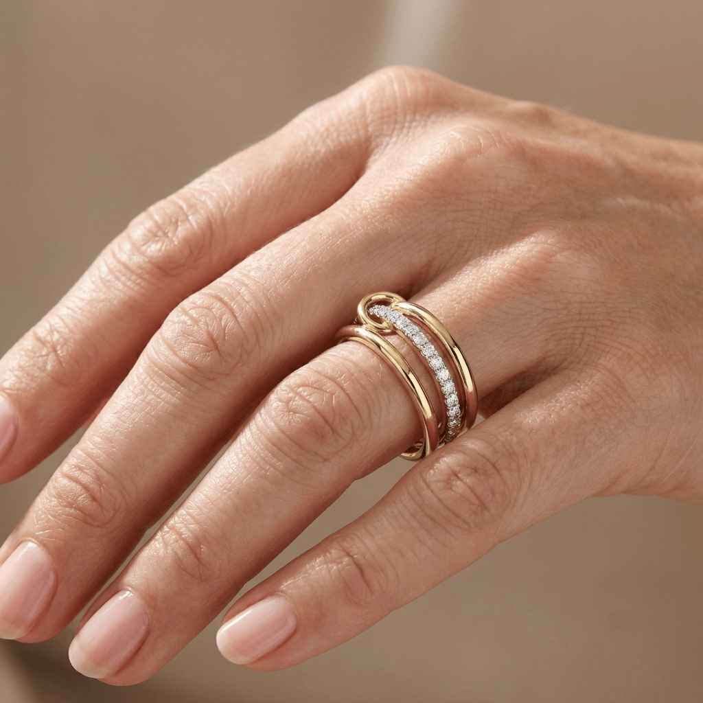 Gold Zirconia Intertwine Ring