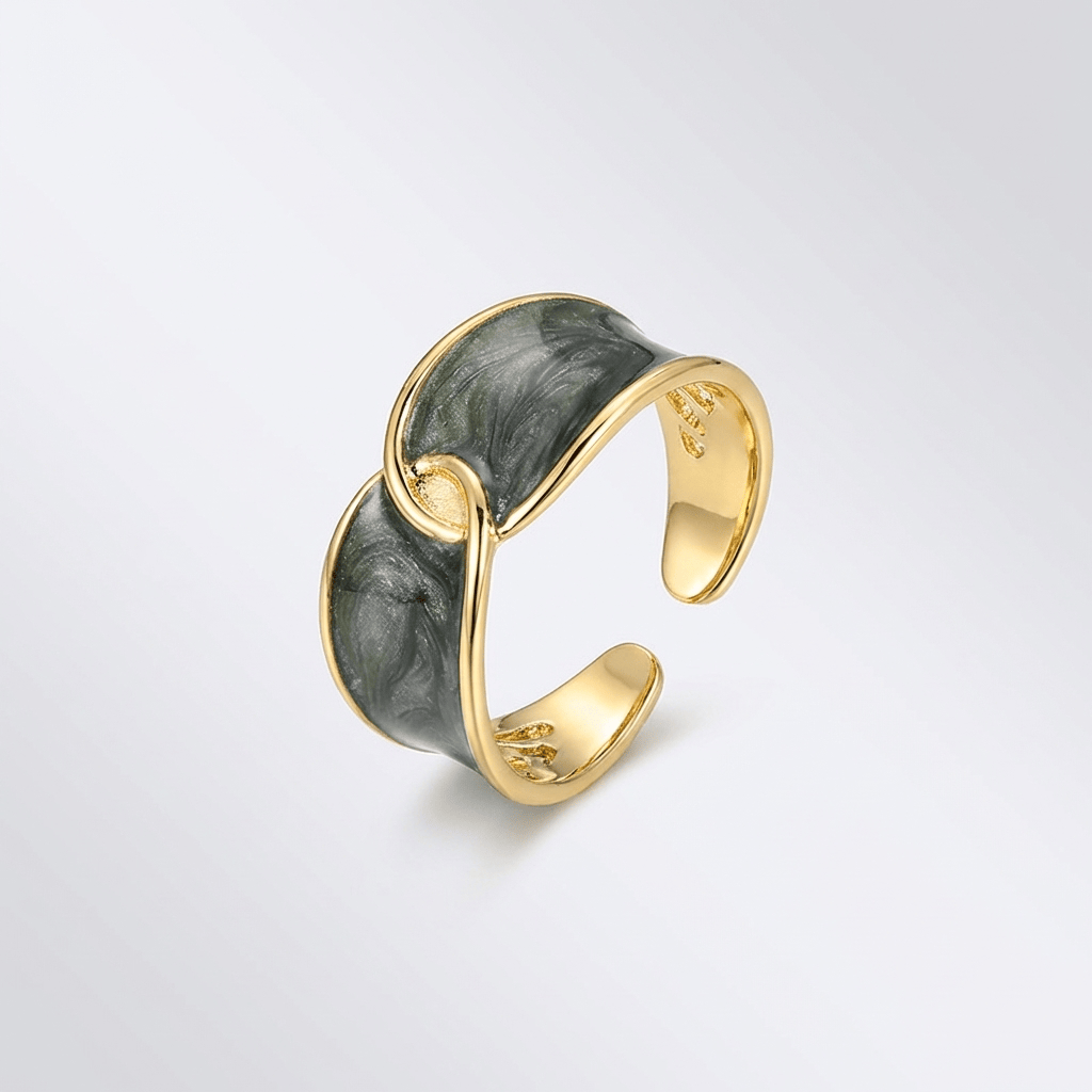 Jade Double Stone Ring - (Adjustable)