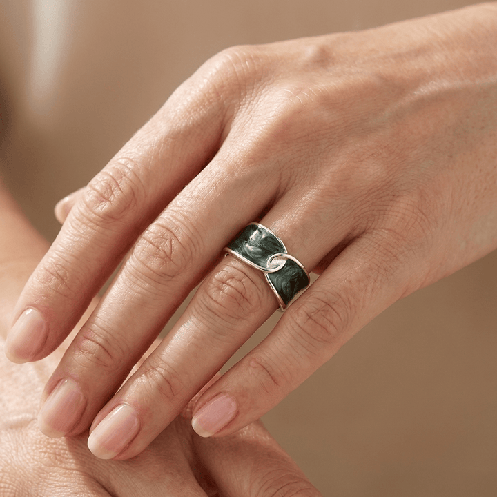 Jade Double Stone Ring - (Adjustable)
