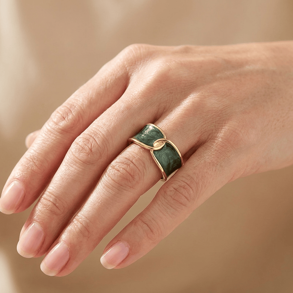 Jade Double Stone Ring - (Adjustable)