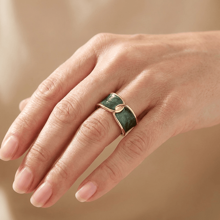 Jade Double Stone Ring - (Adjustable)