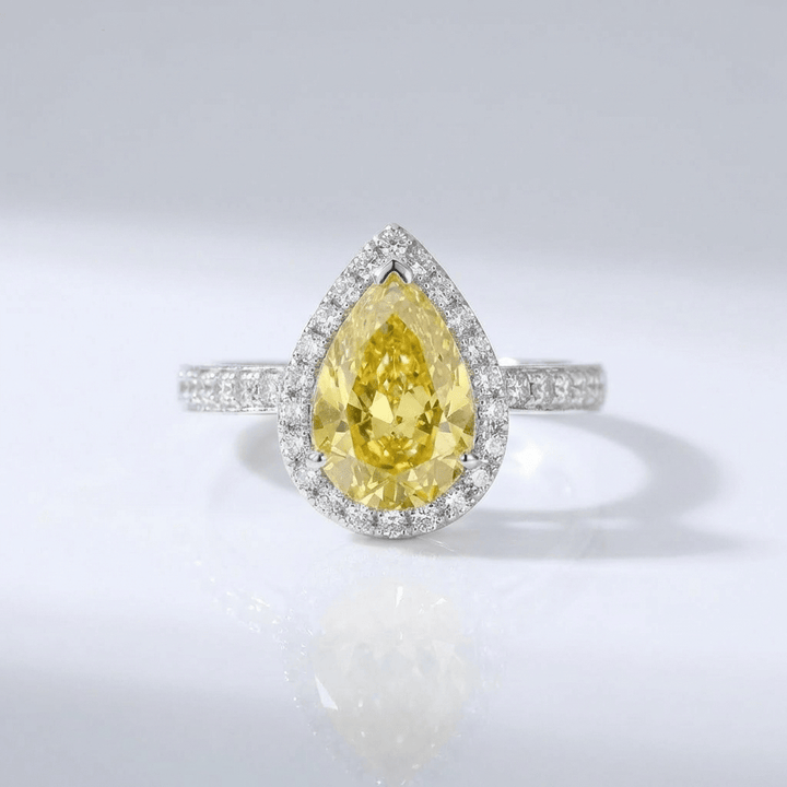 Yellow Pear Diamond Halo Ring