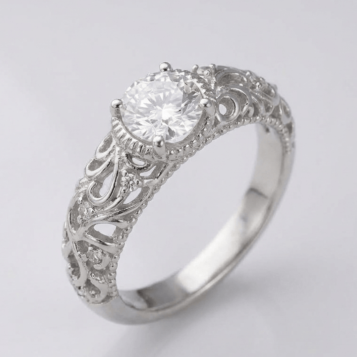Silver Cushion Zirconia Vintage Ring