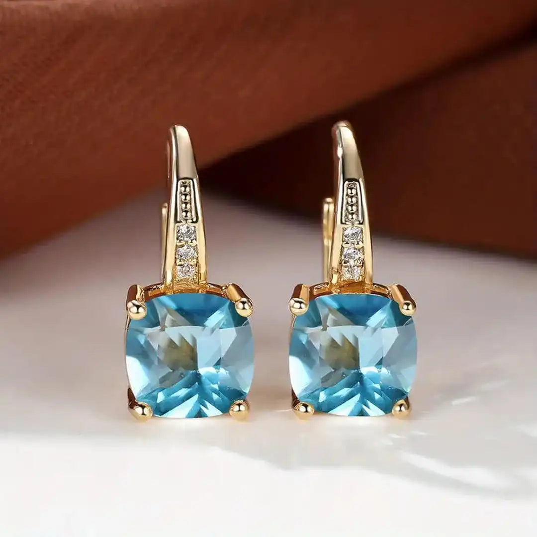 Mystic Sapphire Stone Hoop Earrings