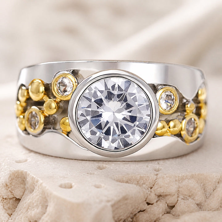 Golden Two Tone Zirconia Ring