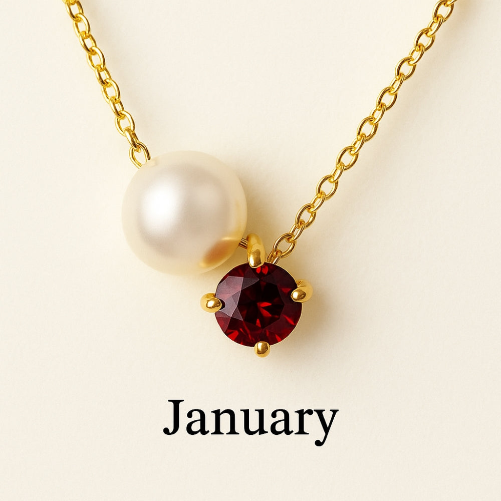 Pearl &amp; Zircon Birthstone Pendant Necklace