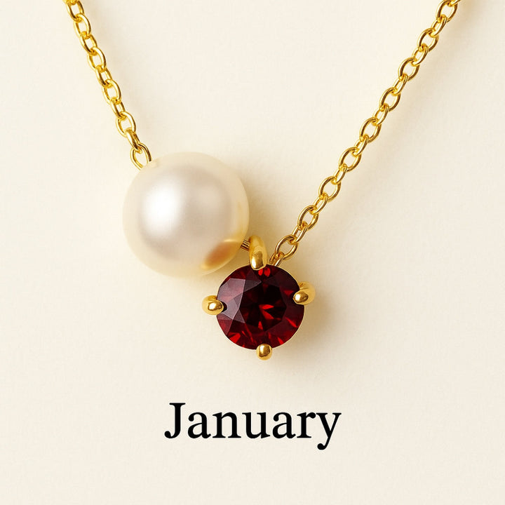 Pearl &amp; Zircon Birthstone Pendant Necklace