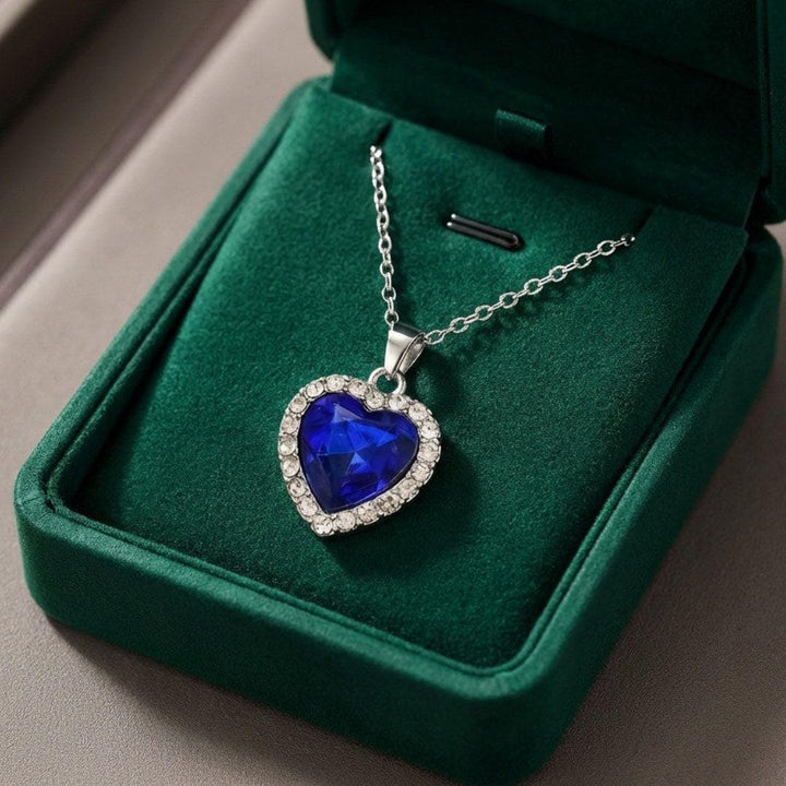 Sapphire Heart Pendant Necklace