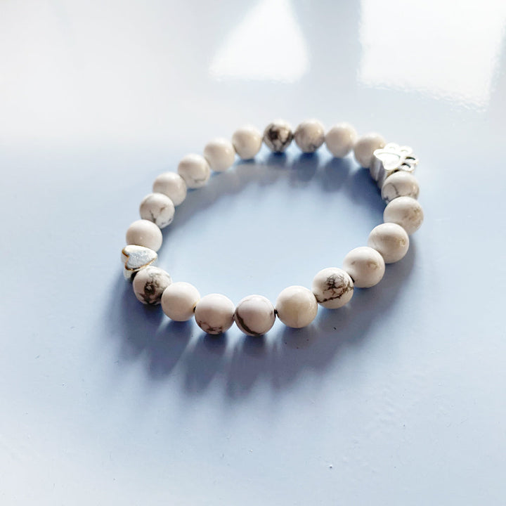 Natural Gemstone Bracelet with Paw &amp; Heart Charm – Handcrafted Design