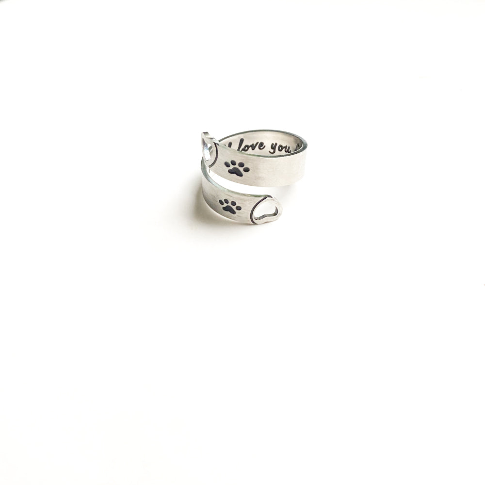 Adjustable Paw &amp; Heart Twist Ring – Stainless Steel