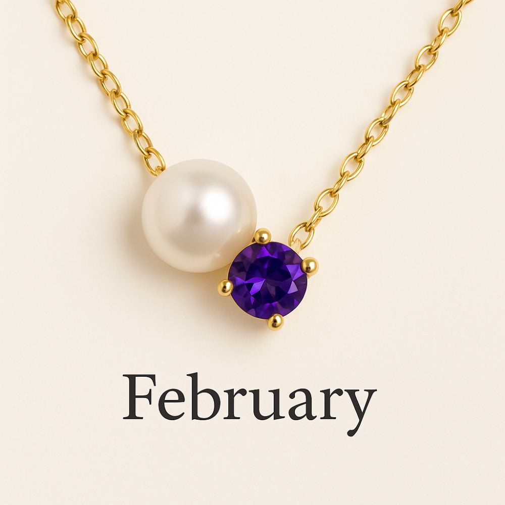 Pearl &amp; Zircon Birthstone Pendant Necklace