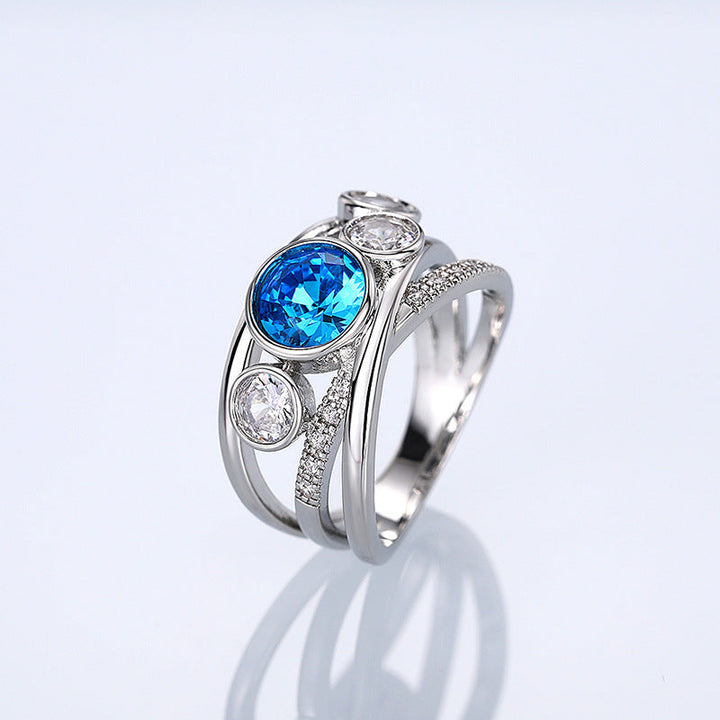 Silver Blue Stone Statement Ring