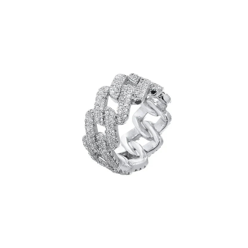 Elegant Gold and Silver Zirconia Inlaid Ring