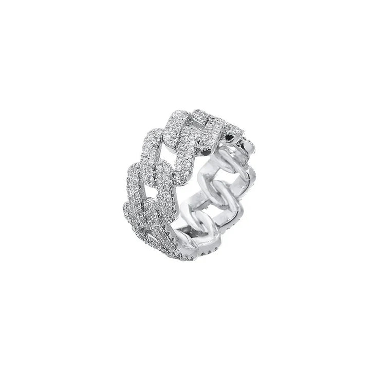 Elegant Gold and Silver Zirconia Inlaid Ring