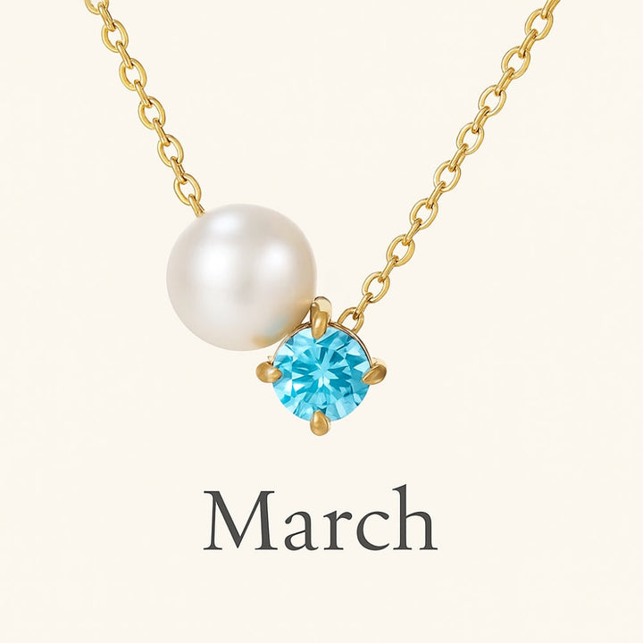 Pearl &amp; Zircon Birthstone Pendant Necklace