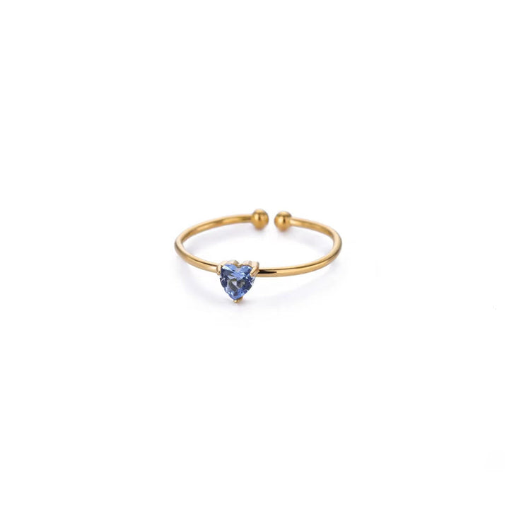 Birthstone Ring Titanium Steel Plated 18K Open Adjustable Gold