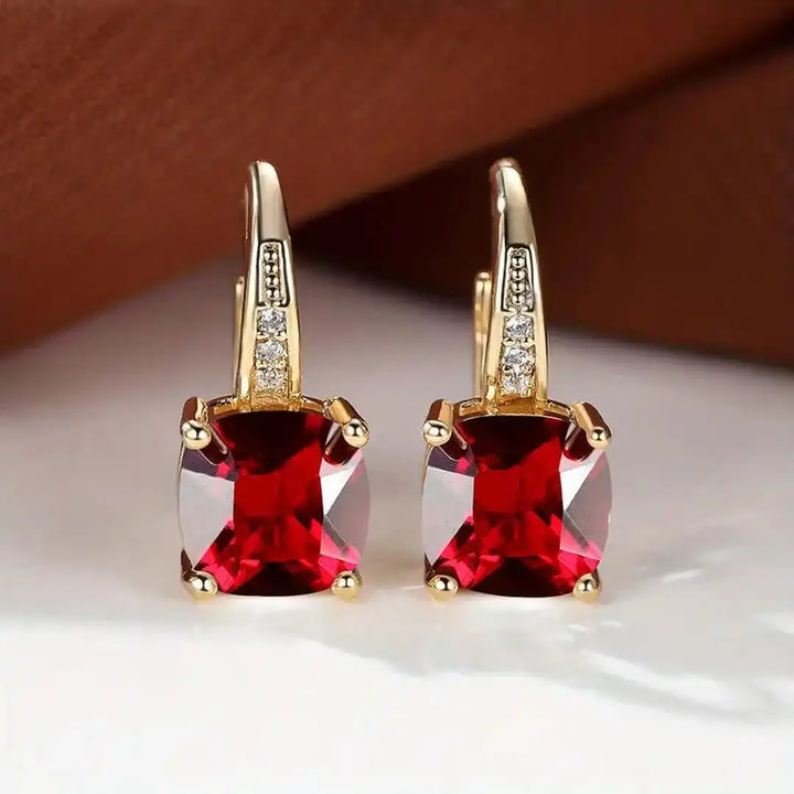 Mystic Sapphire Stone Hoop Earrings
