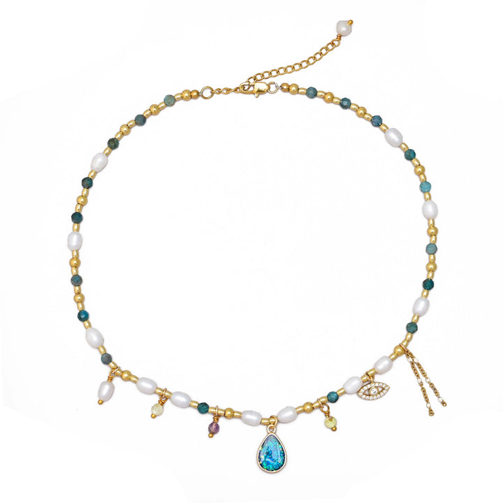 Intense Opal &amp; Pearl Necklace