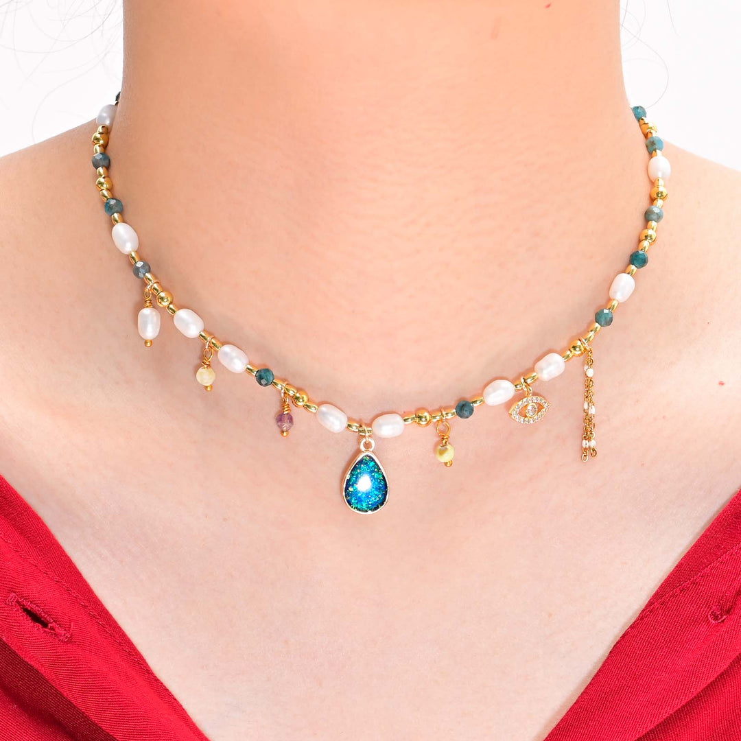 Intense Opal &amp; Pearl Necklace