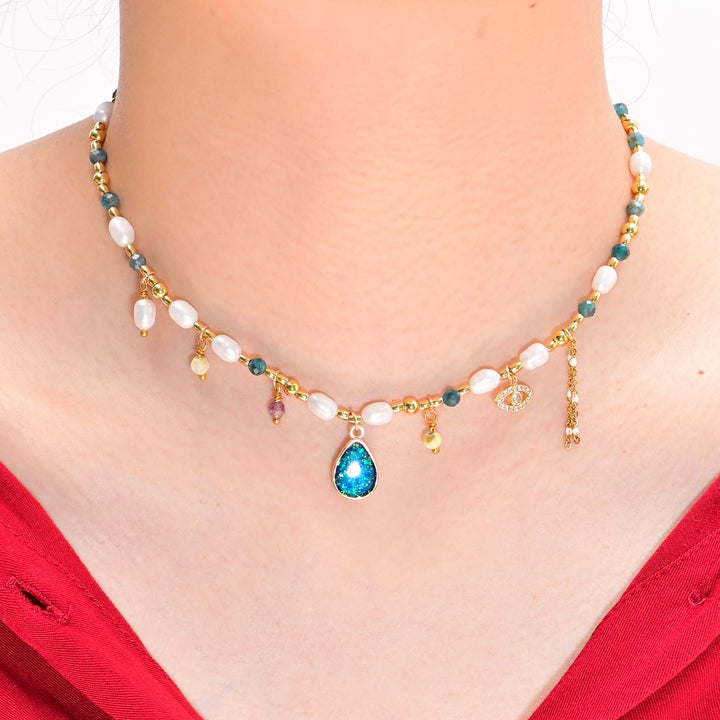Intense Opal &amp; Pearl Necklace