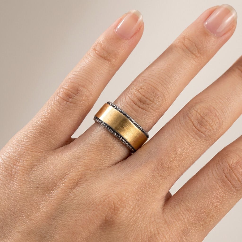 Handmade Rustic Two Tone Ring - (Adjustable)