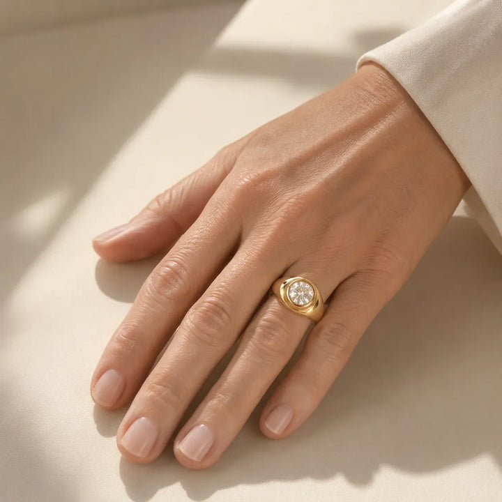 Vintage Forged Gold Zirconia Ring