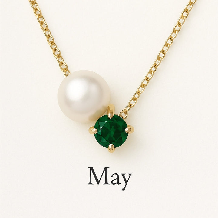 Pearl &amp; Zircon Birthstone Pendant Necklace