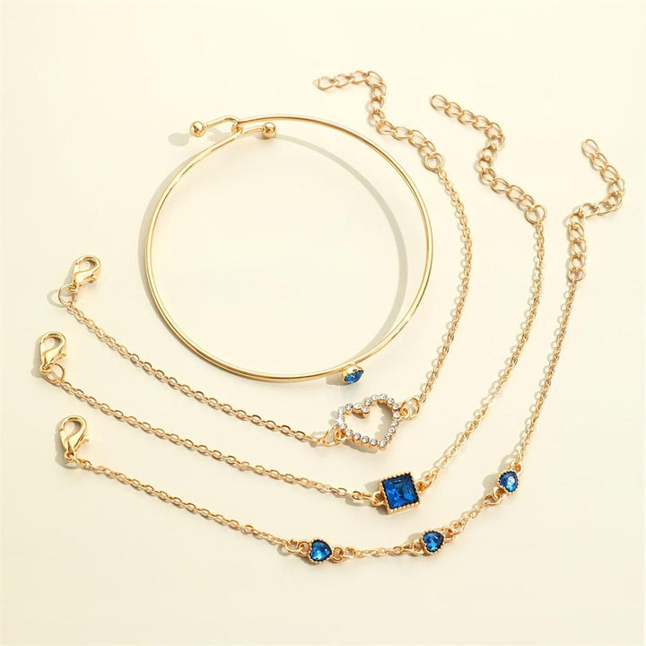 Sapphire Golden Hearts Bracelet Set