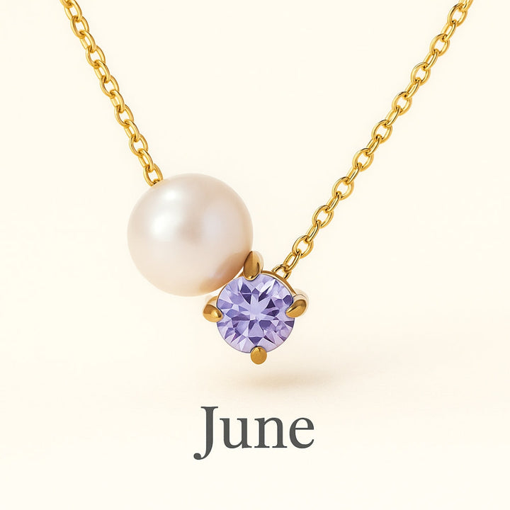 Pearl &amp; Zircon Birthstone Pendant Necklace