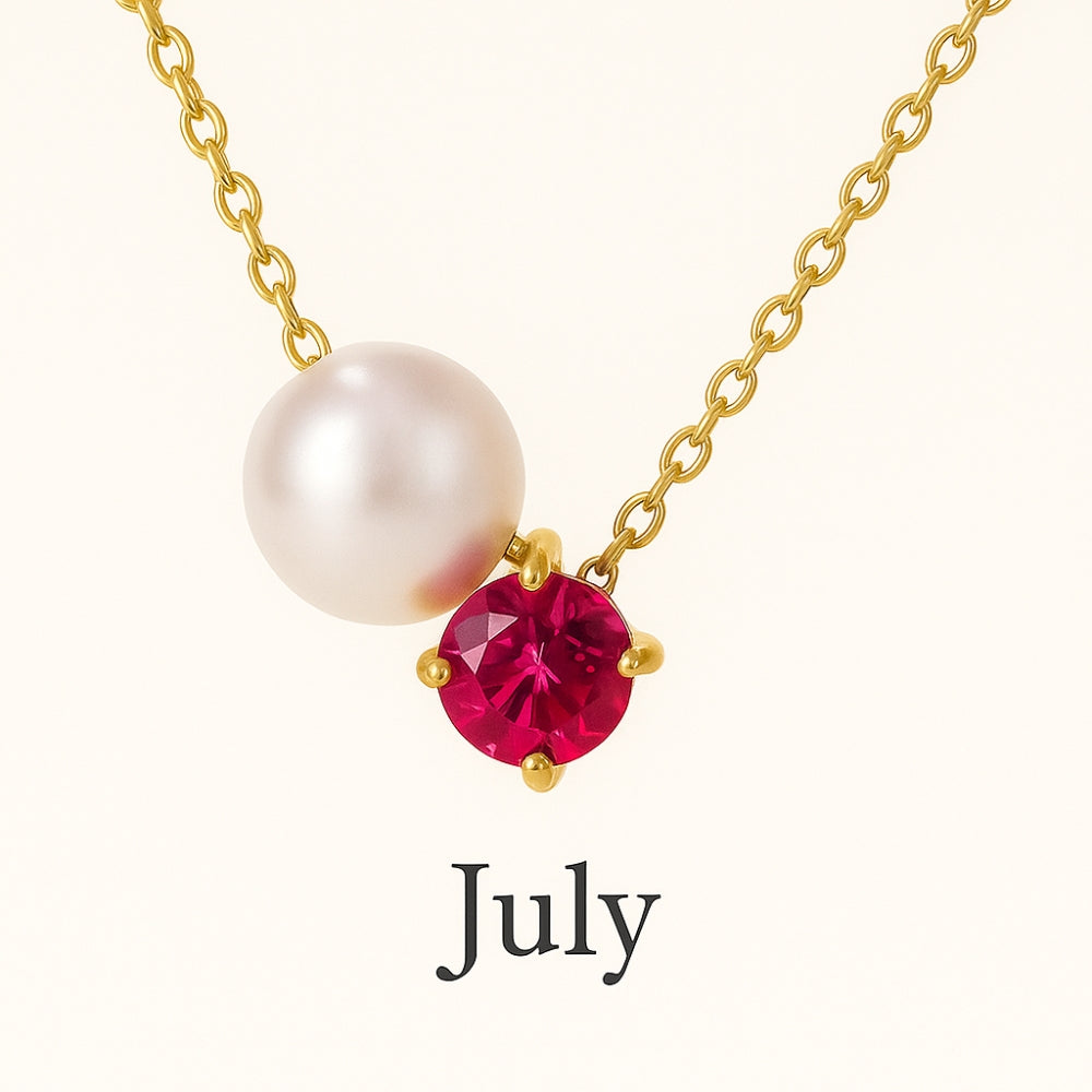 Pearl &amp; Zircon Birthstone Pendant Necklace