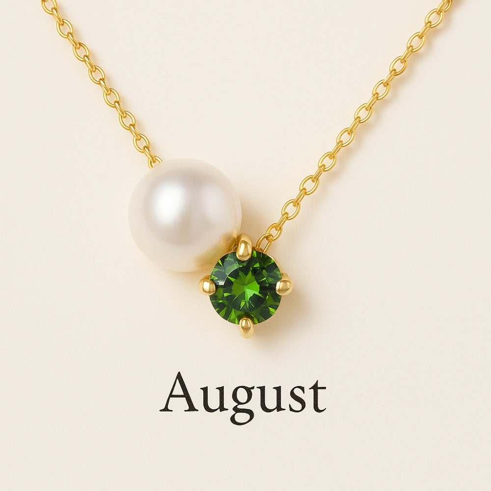 Pearl &amp; Zircon Birthstone Pendant Necklace