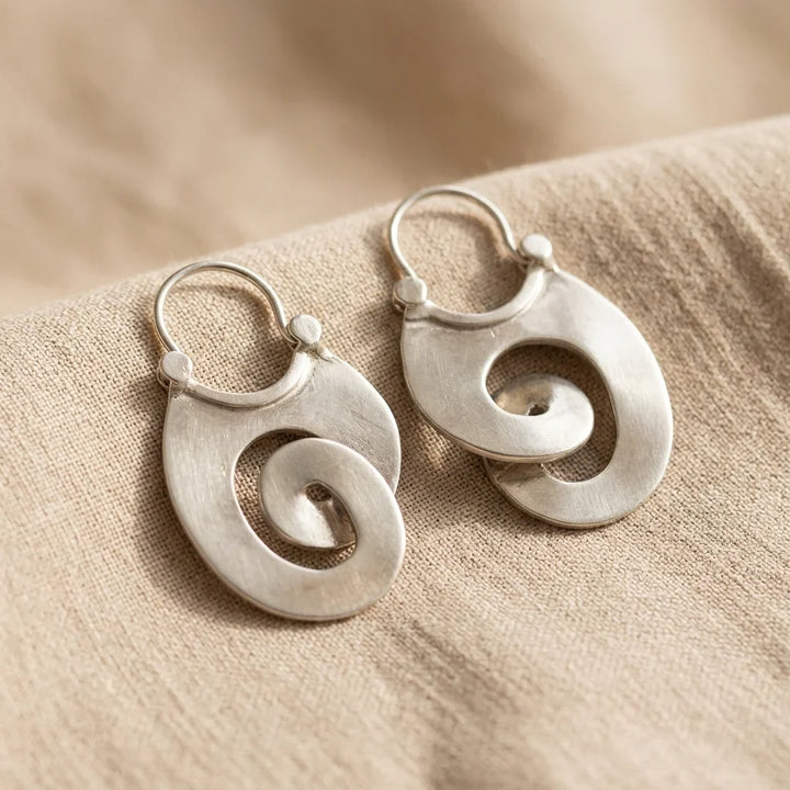 Vintage Silver Spiral Earrings