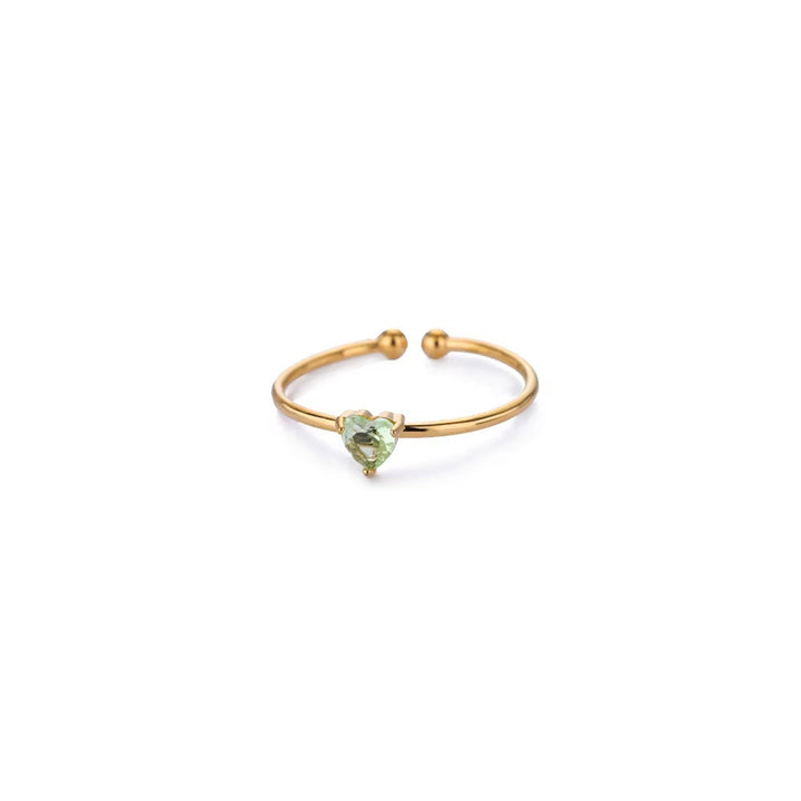 Birthstone Ring Titanium Steel Plated 18K Open Adjustable Gold