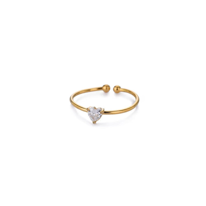 Birthstone Ring Titanium Steel Plated 18K Open Adjustable Gold