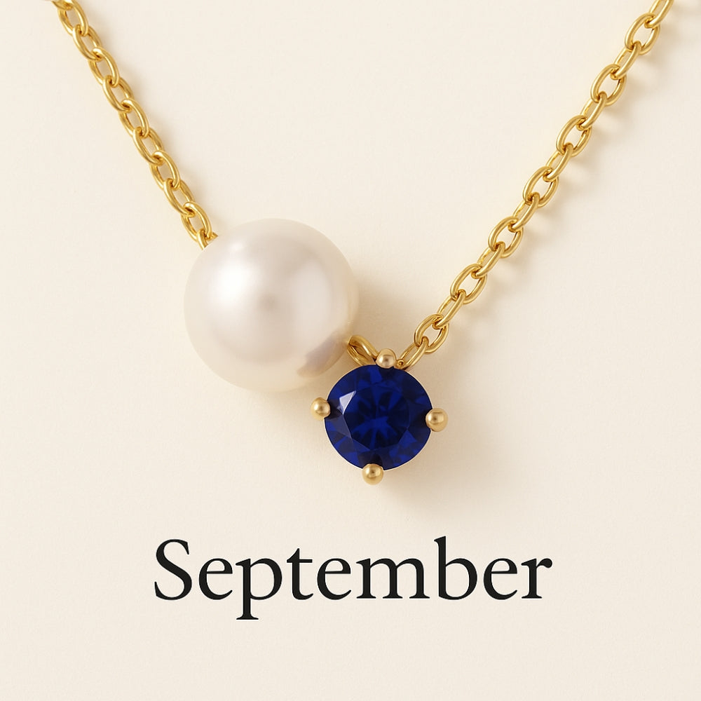 Pearl &amp; Zircon Birthstone Pendant Necklace