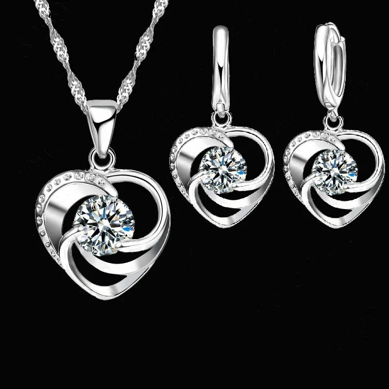 Timeless Heart Necklace and Earrings Set