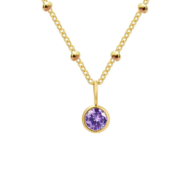 Dainty Birthstone Necklace with Beaded Chain