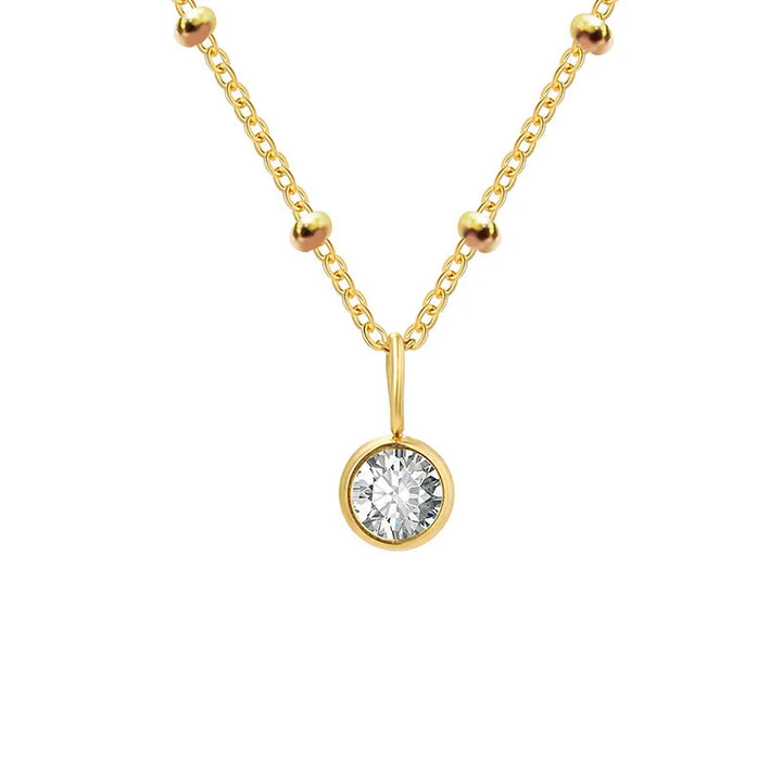 Dainty Birthstone Necklace with Beaded Chain