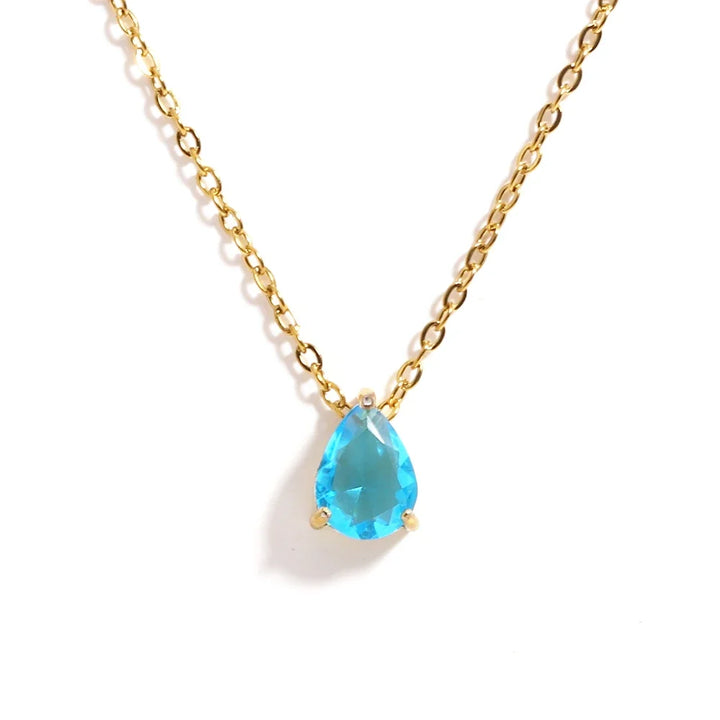 Crystal Teardrop Birthstone Necklace